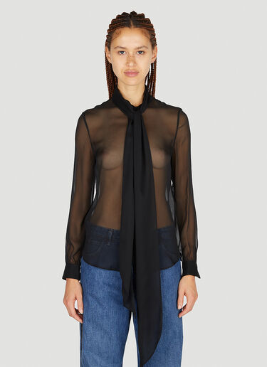 Saint Laurent 蝴蝶结系带衬衫 黑色 sla0251038