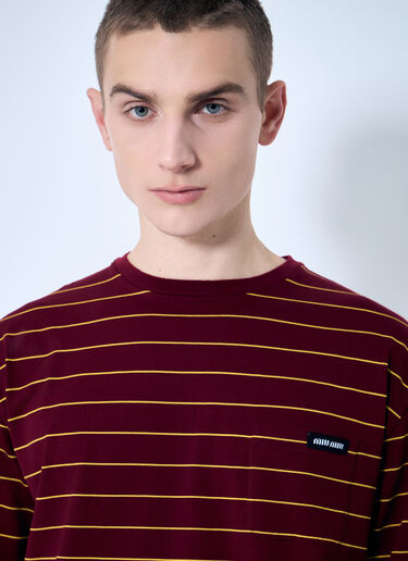 Miu Miu Striped Long-Sleeve T-Shirt Red miu0360004