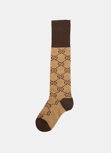 Gucci GG Patterned Knit Socks Beige guc0229054