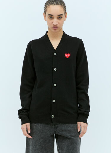 Comme Des Garçons PLAY Logo Patch Wool Cardigan Black cpl0355021