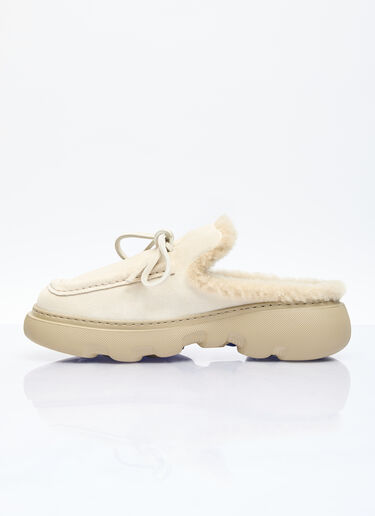 Suede And Shearling Stony Mules Burberry Suede And Shearling Stony Mules Beige bur0255057