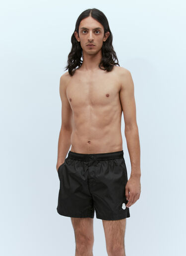 Moncler Logo Patch Swim Shorts Black mon0156019