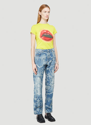 Mowalola Bloody Mouth Cropped T-Shirt Yellow mow0240004