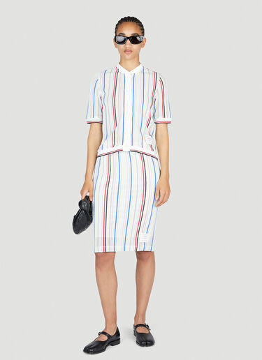 Striped Short Sleeve Cardigan Thom Browne Striped Short Sleeve Cardigan White thb0252006