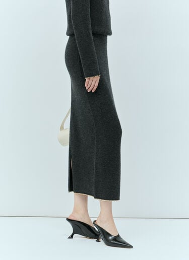 TOTEME Chain-Edge Knit Skirt Grey tot0255018