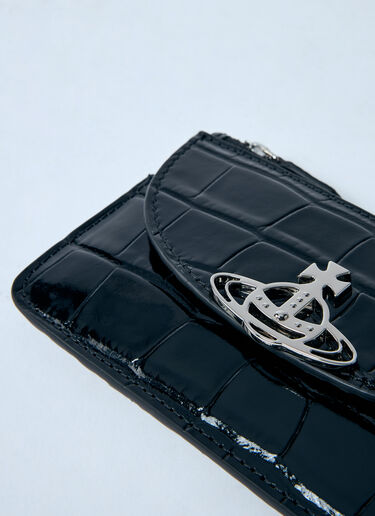 Vivienne Westwood Half Moon Croc-Embossed Card Holder Black vvw0259027
