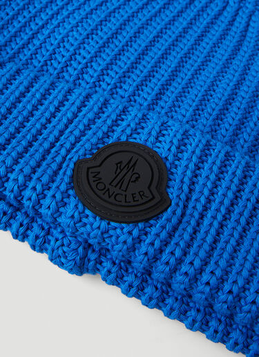 Moncler Logo Patch Beanie Hat Blue mon0148017