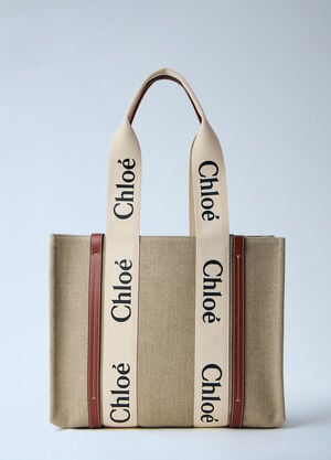 Chloé 中号 Woody 托特包 米色 chl0255056