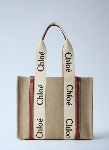 Chloé 미디엄 우디 토트백 베이지 chl0255056