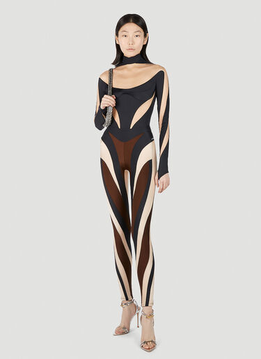 Mugler Contrast Panel Leggings Brown mug0251050