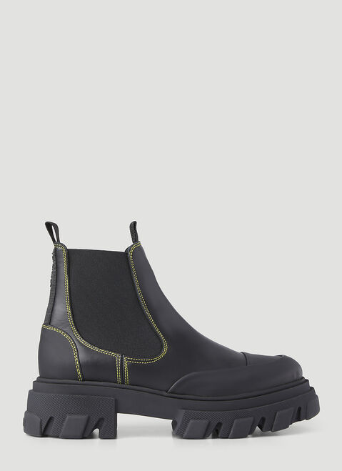 GANNI Leather Chelsea Ankle Boots Beige gan0254009