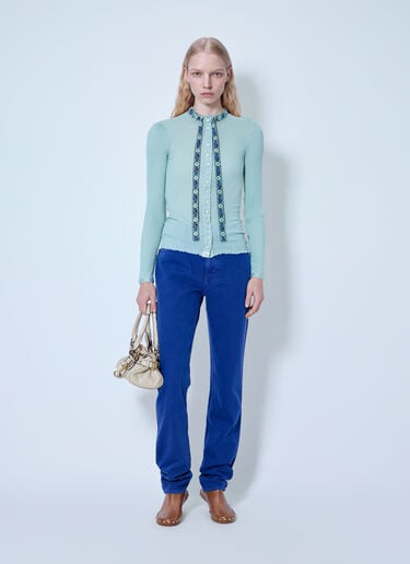 Chloé Tie-Front Fitted Cardigan Top Light Blue chl0266026