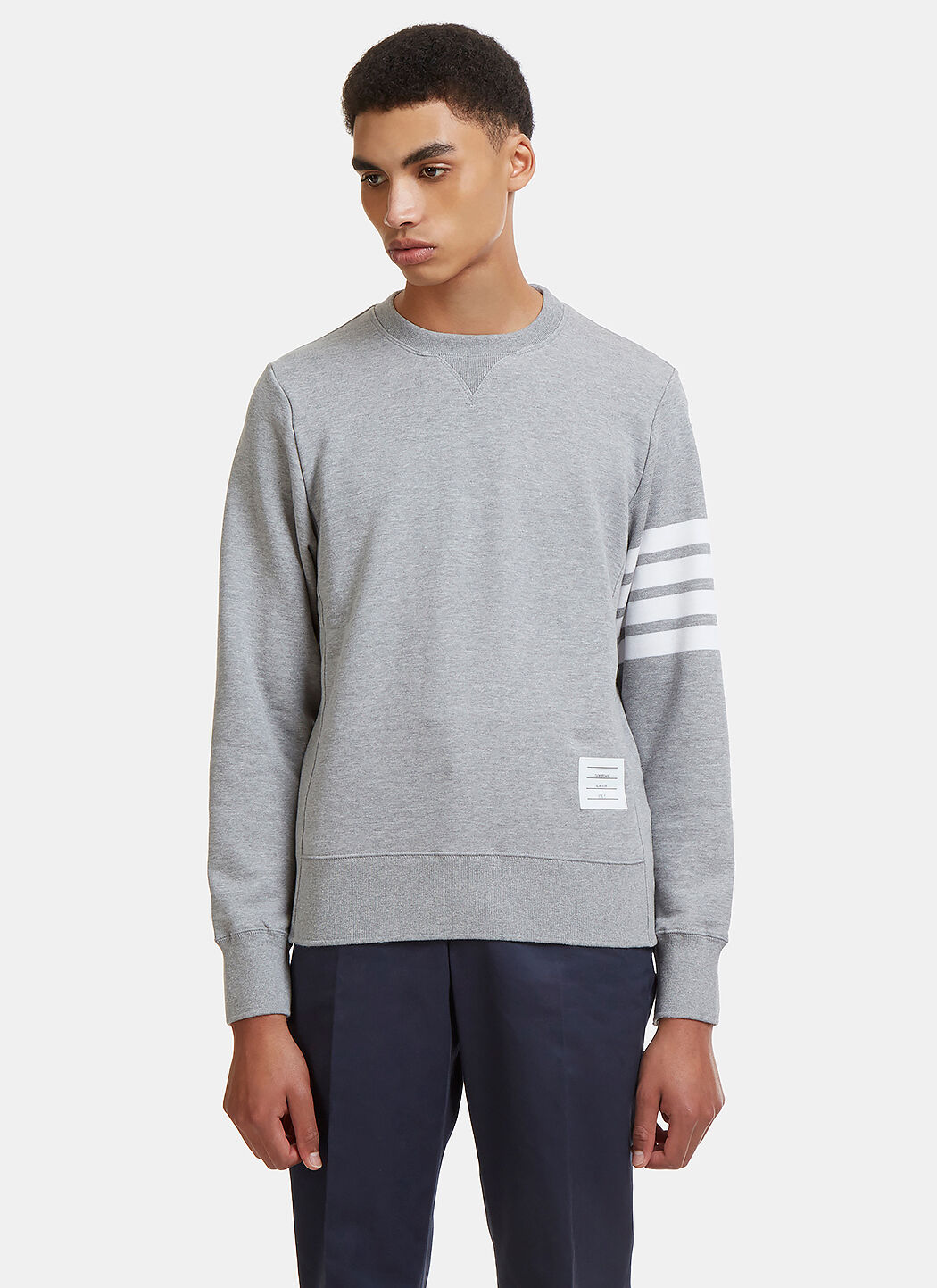 Thom Browne 4 Bar Crewneck Sweatshirt in Grey LN CC