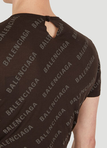 Balenciaga Logo Motif Cropped Top Brown bal0149011
