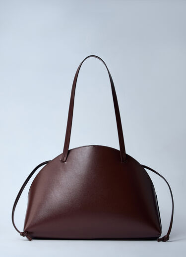 Jil Sander 皮革弧形单肩包  棕色 jil0259015