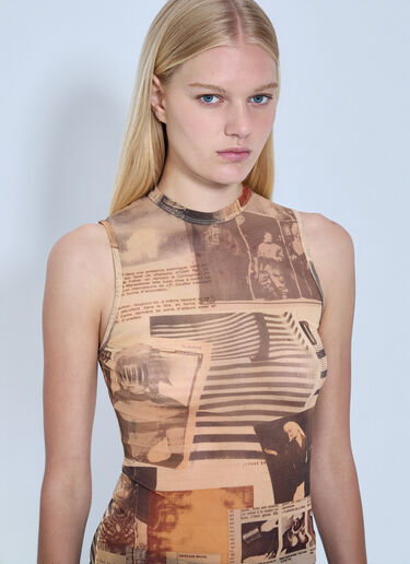 Jean Paul Gaultier Mesh Printed Journal Tank Top Brown jpg0264004