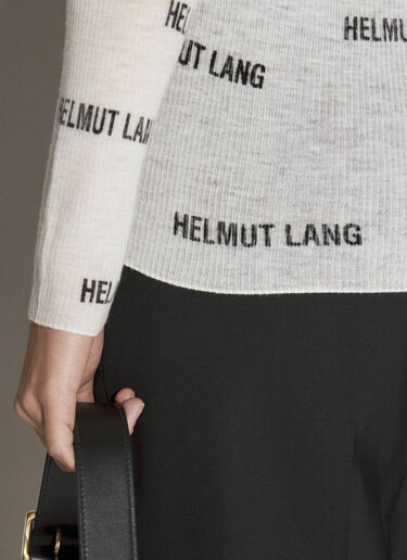 Helmut Lang Logo Print High Neck Sweater White hlm0254003
