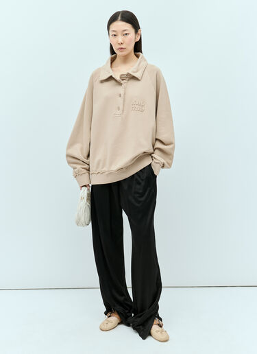 Miu Miu Logo Patch Polo Sweatshirt Beige miu0255003