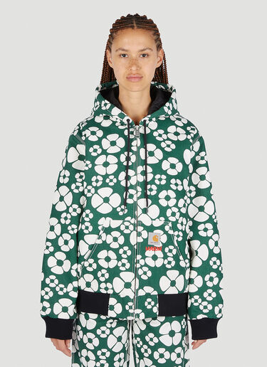 Marni x Carhartt Floral Print Hooded Jacket Green mca0250011