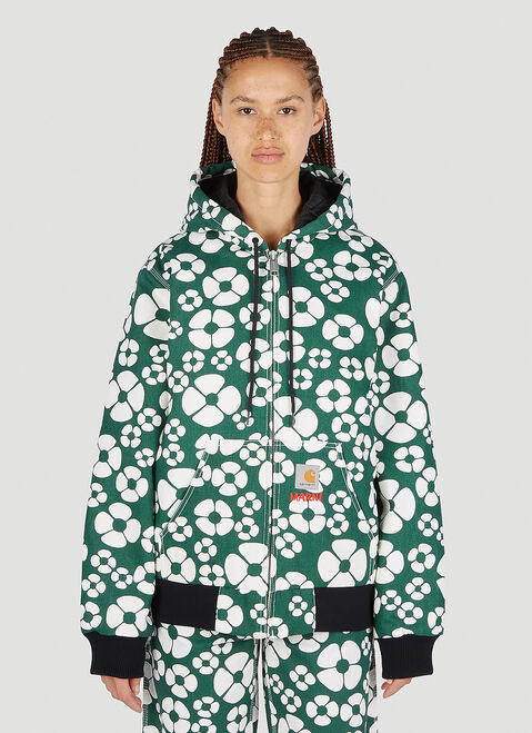 Marni x Carhartt Floral Print Hooded Jacket Green mca0250015