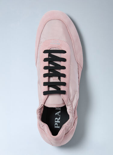 Prada Collapse Re-Nylon And Suede Sneakers Pink pra0262056