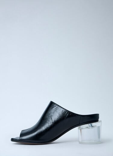 MM6 Maison Margiela Leather Mule with Transparent Block Heel Black mmm0264014