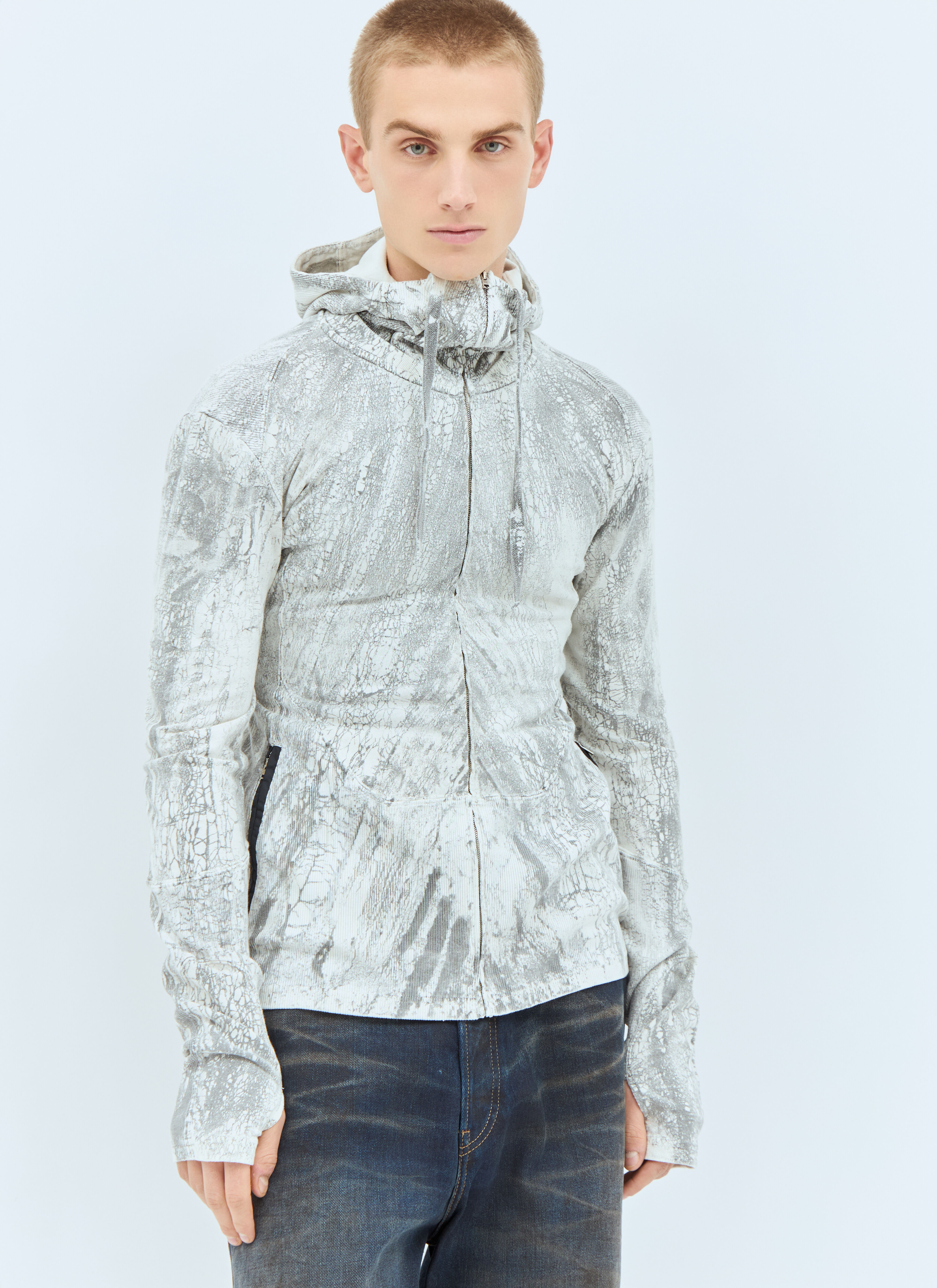 Acne Studios Men s Zippered Dyed Sweatshirt in Grey LN CC