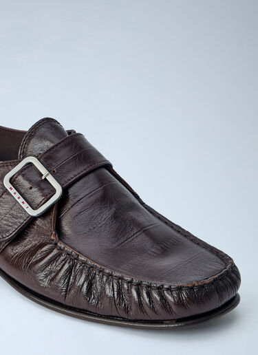 Marni Buckle Detail Leather Loafers Brown mni0166009
