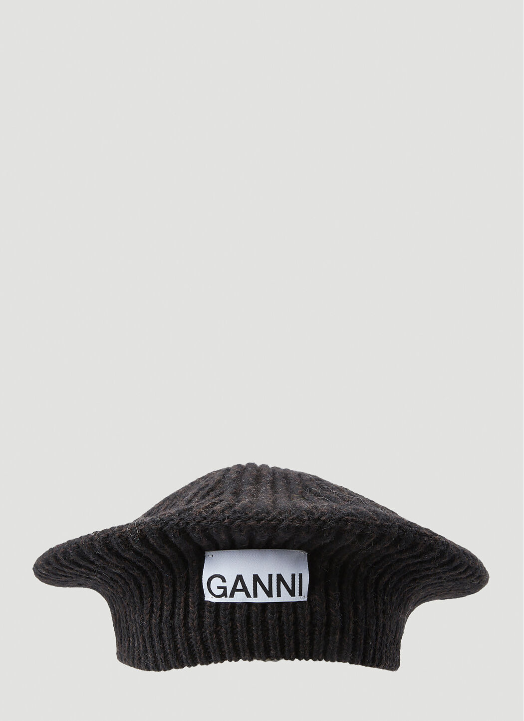 GANNI Structured Rib Beret in Black | LN-CC