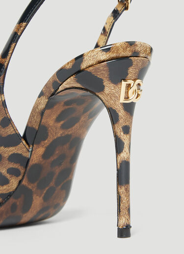 Dolce & Gabbana Kim Leopard Print Slingback Heels Brown dol0252016