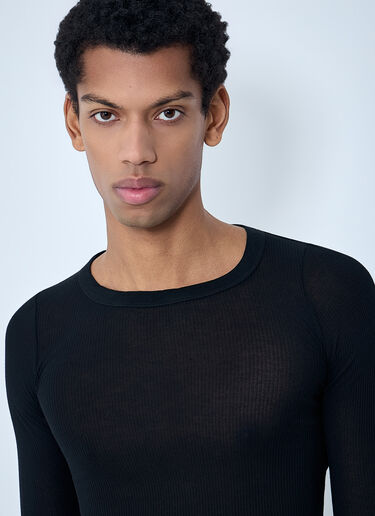 Rick Owens Ribbed Long Sleeve Top Black ric0163024