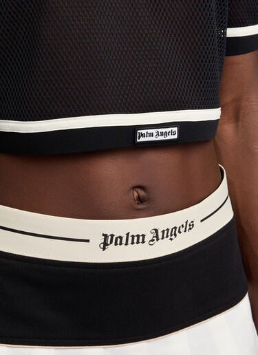 Palm Angels Logo Mesh Cropped Top Black pma0264231