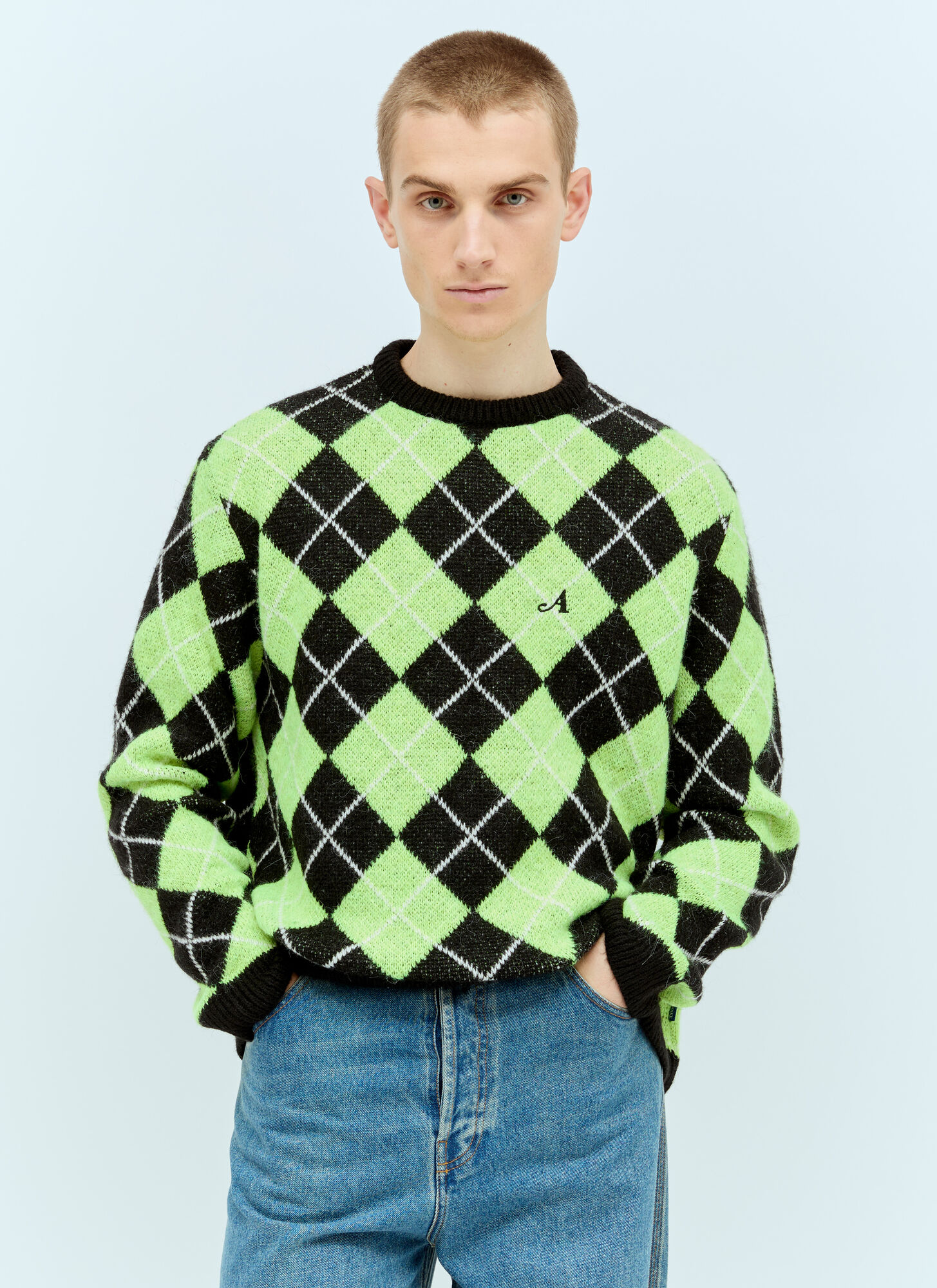 Awake Ny Argyle-check Pattern Jumper In Green