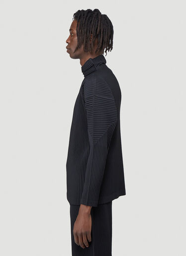 Homme Plissé Issey Miyake Funnel Neck Pleated Top Black hmp0140005