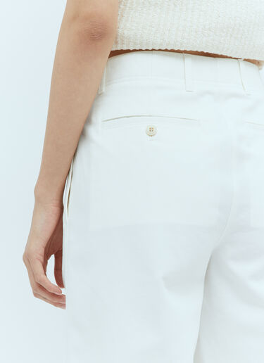 TOTEME Relaxed Twill Bermuda Shorts White tot0256006