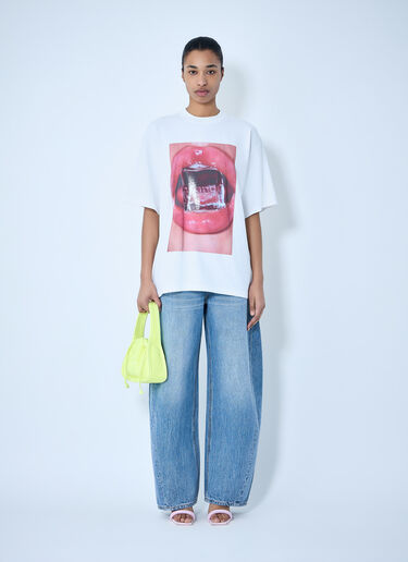 Alexander Wang Cotton Jersey Graphic T-Shirt Blue awg0264006