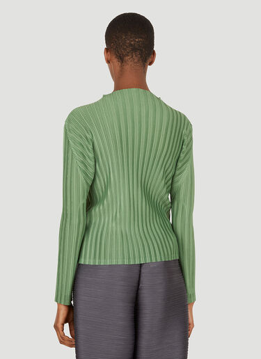 Pleats Please Issey Miyake Plissé Long Sleeve Top Green plp0251002