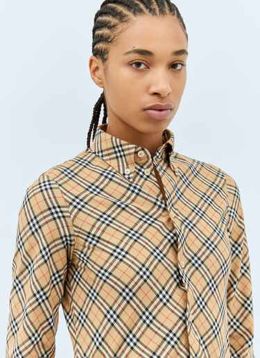 Burberry Check Cotton Shirt Beige bur0258001