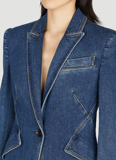 Alexander McQueen Single Breasted Denim Blazer Blue amq0251087