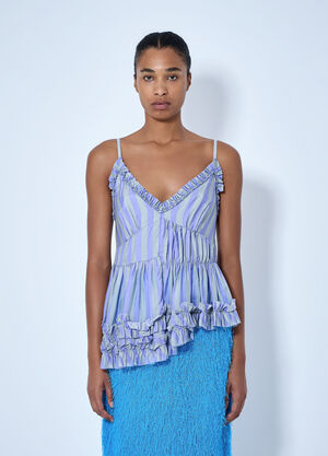 Dries Van Noten Cemil Striped Ruffled Satin Camisole Lilac dvn0264024
