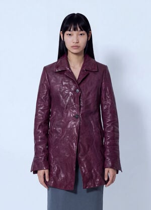 Miu Miu Textured Leather Coat Burgundy miu0266119