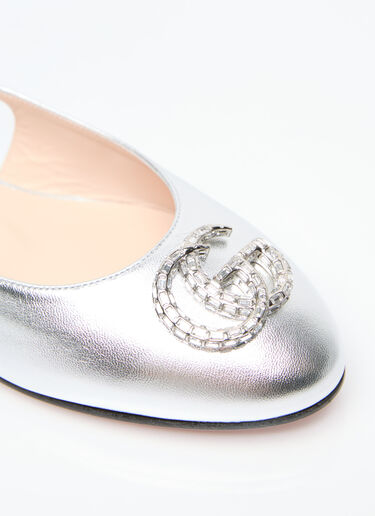 Gucci Crystal Logo Ballerina Flats Silver guc0255187