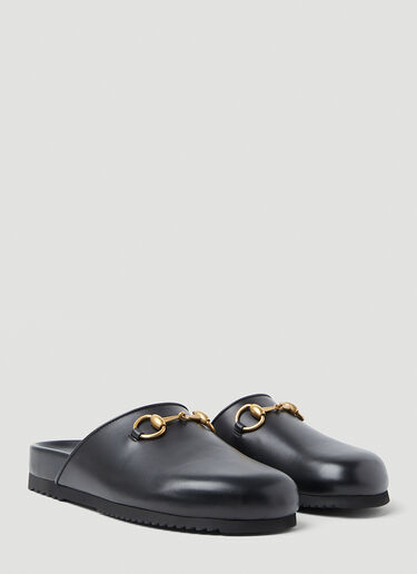 Gucci Horsebit Leather Slippers Black guc0253102