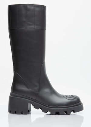 Gucci Interlocking G High Leather Boots Black guc0255062