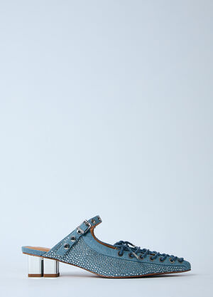 Salomon Embellished Denim Mules Light Grey sal0360008