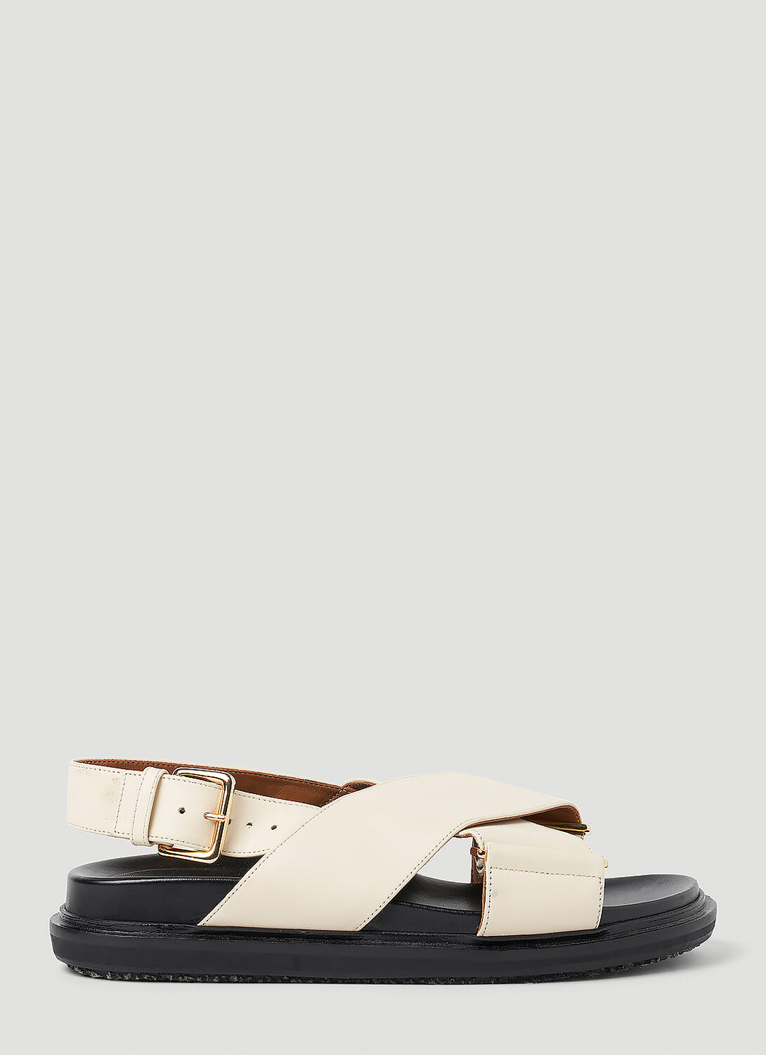Shop Marni Fussbett Leather Sandals In White