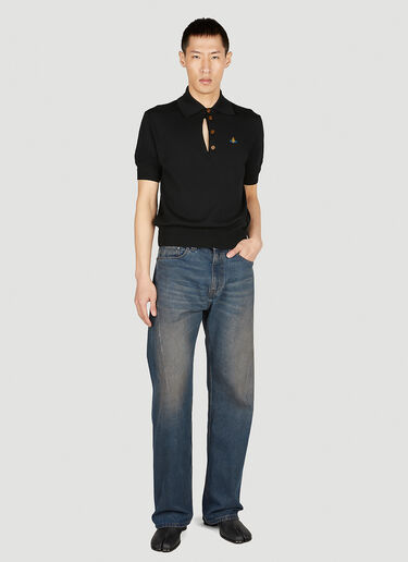 Vivienne Westwood 찢어진 폴로 셔츠 블랙 vvw0352001