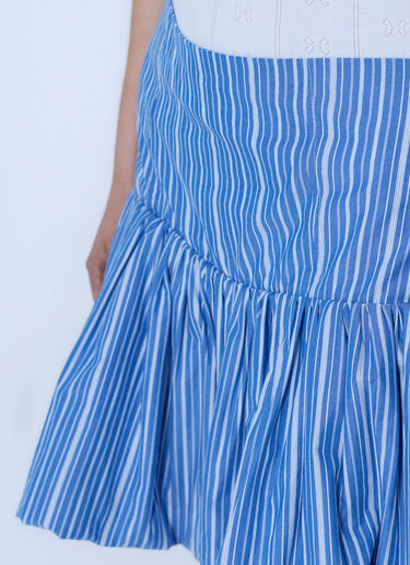 LN-CC® - GANNI: Stripe Cotton Mini Skirt - Blue GANNI Stripe Cotton Mini Skirt Blue gan0265012