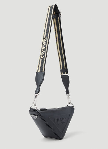 Prada Embossed Triangle Crossbody Bag Black pra0152096