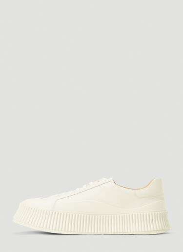 Jil Sander 罗纹鞋底皮革运动鞋 白 jil0143057